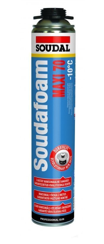 SOUDAL Soudafoam Gun Maxi 70 Poliuretāna Montāžas Putas Pistolei -10°C, Dzeltenas