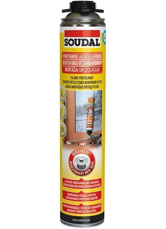 SOUDAL Gunfoam Yellow 50 Montāžas Putas Pistolei (-10C)