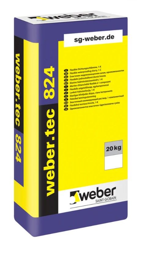 WEBER .Tec 824 Elastīga Hidroizolācija Uz Minerālās Bāzes, Pelēka