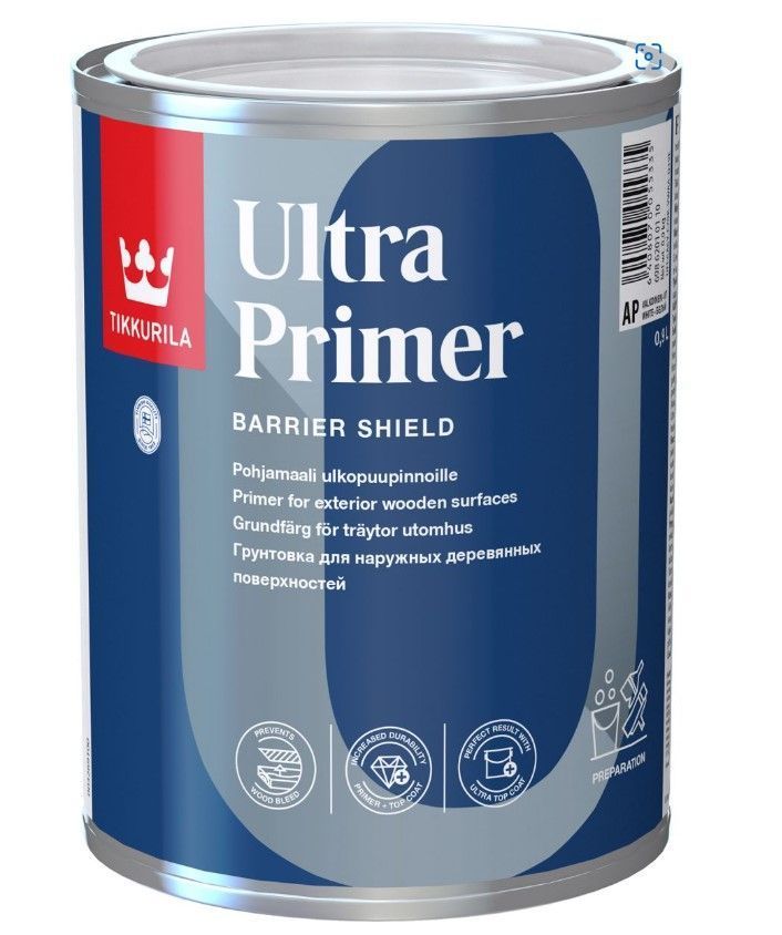 Tikkurila Ultra Primer Akrilāta Gruntskrāsa Koka Virsmām Ārdarbos Matēta | Bazaars.lv