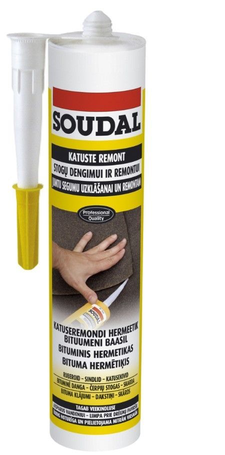 SOUDAL Roof Mastic Bituma Hermētiķis Jumtam, Melns | Bazaars.lv