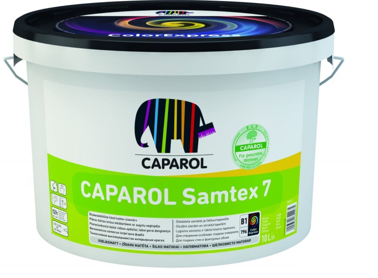 CAPAROL Samtex 7 ELF Lateksa Krāsa Iekšdarbiem Zīdaini Matēta | Bazaars.lv