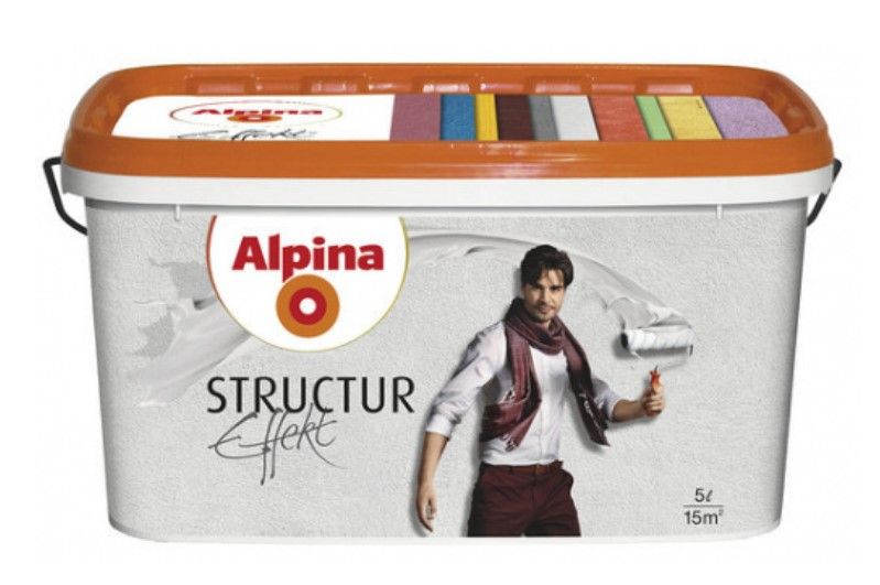 Alpina Structur Effekt Struktūras Dispersijas Krāsa Balta Matēta