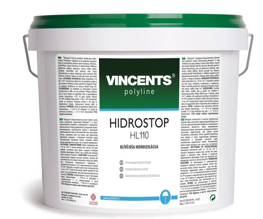 VINCENTS POLYLINE Hidrostop HL 110 Uz Cementa Bāzes Veidota Ilgstošas Darbības Ūdensizturīga Sistēma | Bazaars.lv