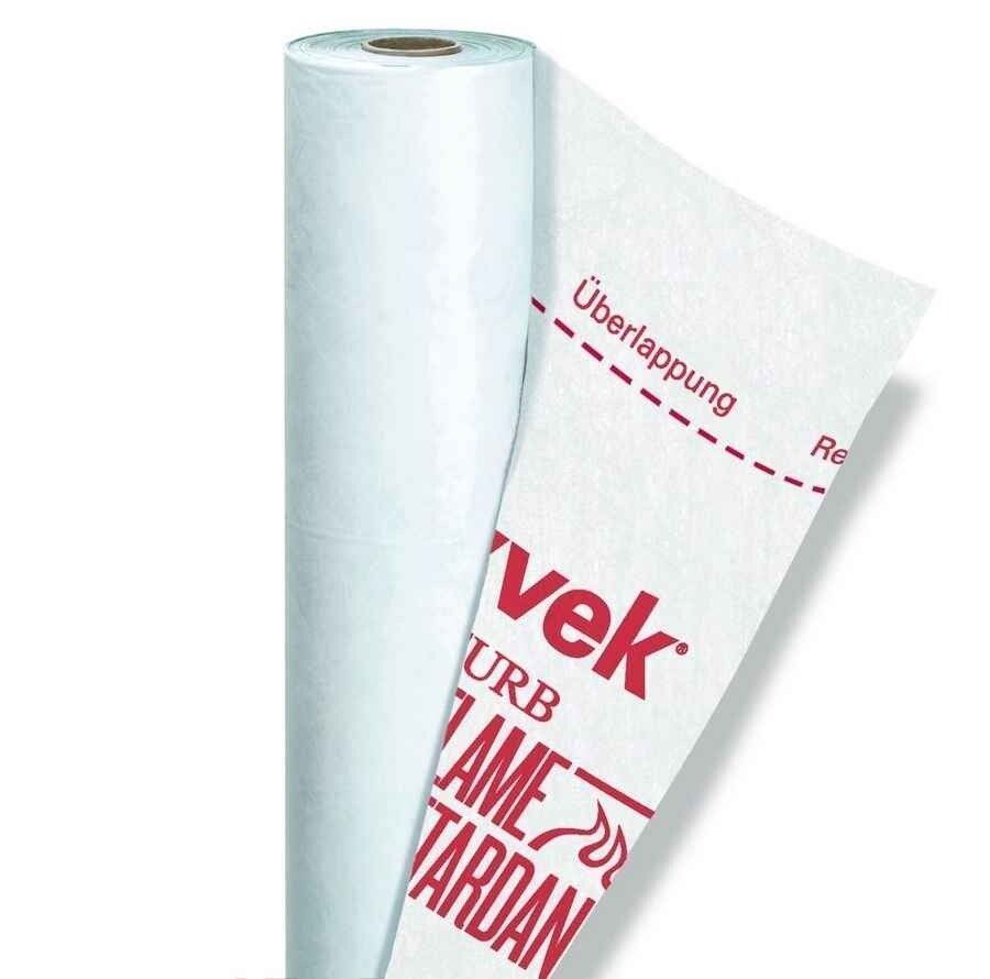 Tyvek Firecurb Housewrap Difūzplēve 1.5x50m, 75m2 Ar Liesmas Slāpējošu Pārklājumu | Bazaars.lv