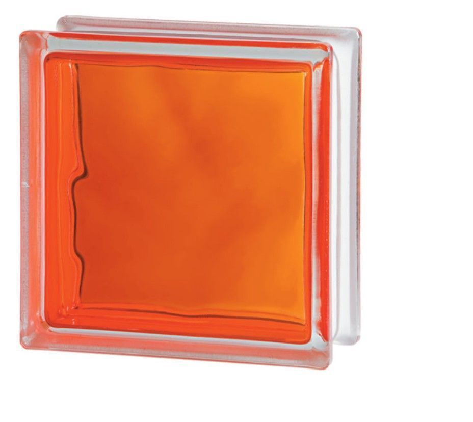 SEVES Basic Brilly Orange Wave Stikla Bloks, Oranžs, 190x190x80mm | Bazaars.lv