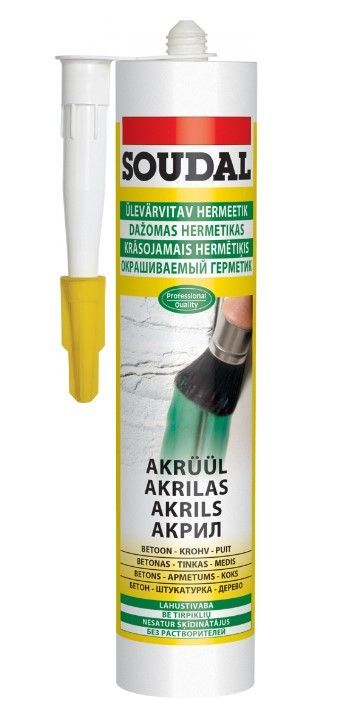 SOUDAL Akrila Krāsojamais Hermētiķis Balts