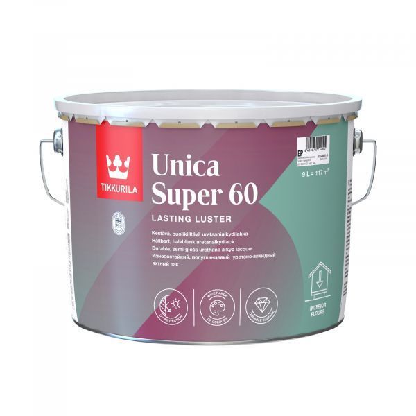 TIKKURILA Unica Super 60 (pusspīdīga EP) laka Iekšdarbiem Un Ārdarbiem | Bazaars.lv